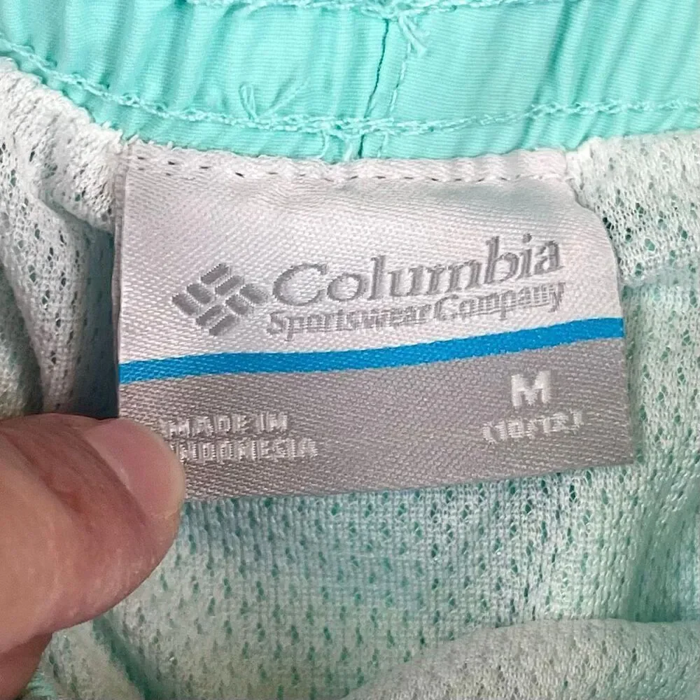 Columbia Aqua Turquoise PFC Omni-Shade Green Drawstring Swim Shorts Medium